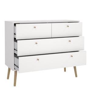 Cumbria White Chest of Drawers 2+2 w/ Oak Legs - White Tree Furniture