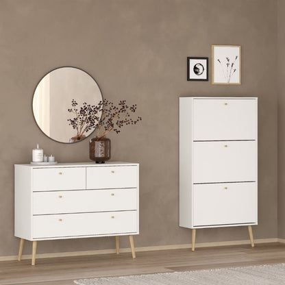 Cumbria White Chest of Drawers 2+2 w/ Oak Legs - White Tree Furniture