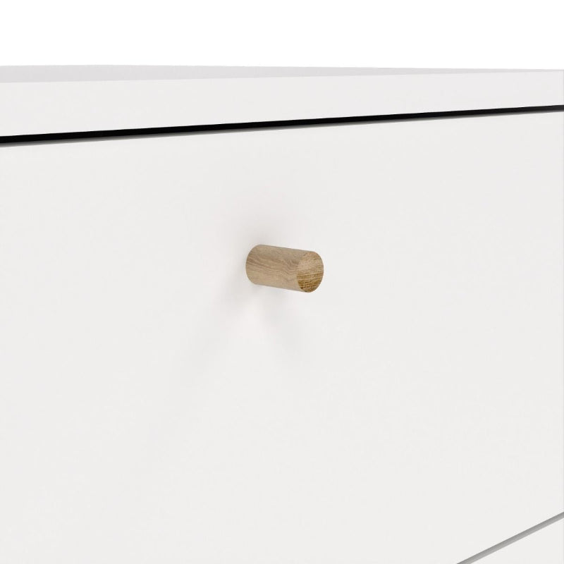 Cumbria White Narrow Chest 5 Drawers w/ Oak Legs - White Tree Furniture