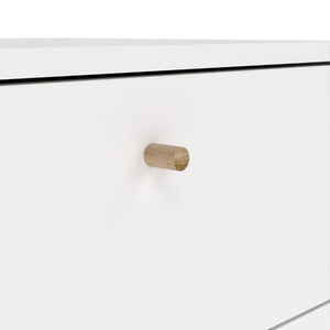 Cumbria White Narrow Chest 5 Drawers w/ Oak Legs - White Tree Furniture