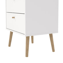 Cumbria White Narrow Chest 5 Drawers w/ Oak Legs - White Tree Furniture