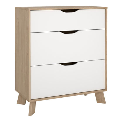 Ikast Chest 3 Drawers in Jackson Hickory & White - White Tree Furniture