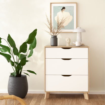 Ikast Chest 3 Drawers in Jackson Hickory & White - White Tree Furniture