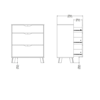 Ikast Chest 3 Drawers in Jackson Hickory & White - White Tree Furniture