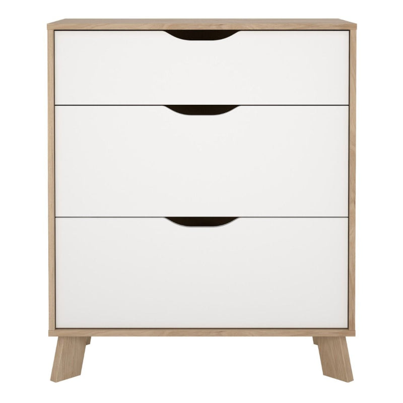 Ikast Chest 3 Drawers in Jackson Hickory & White - White Tree Furniture