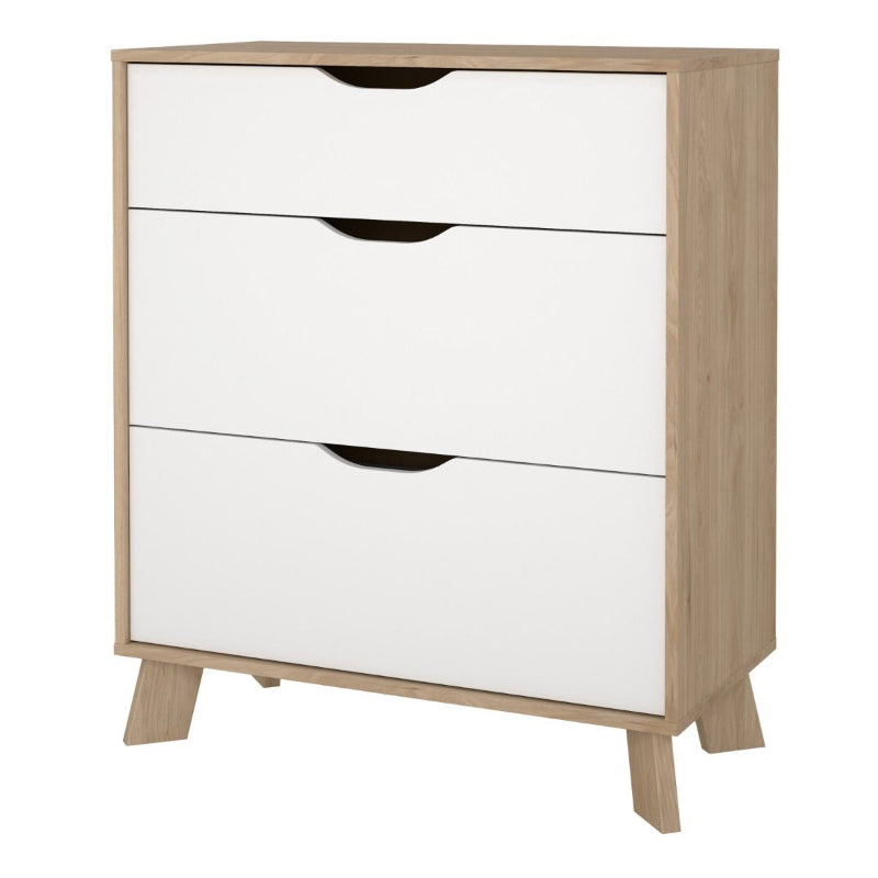 Ikast Chest 3 Drawers in Jackson Hickory & White - White Tree Furniture