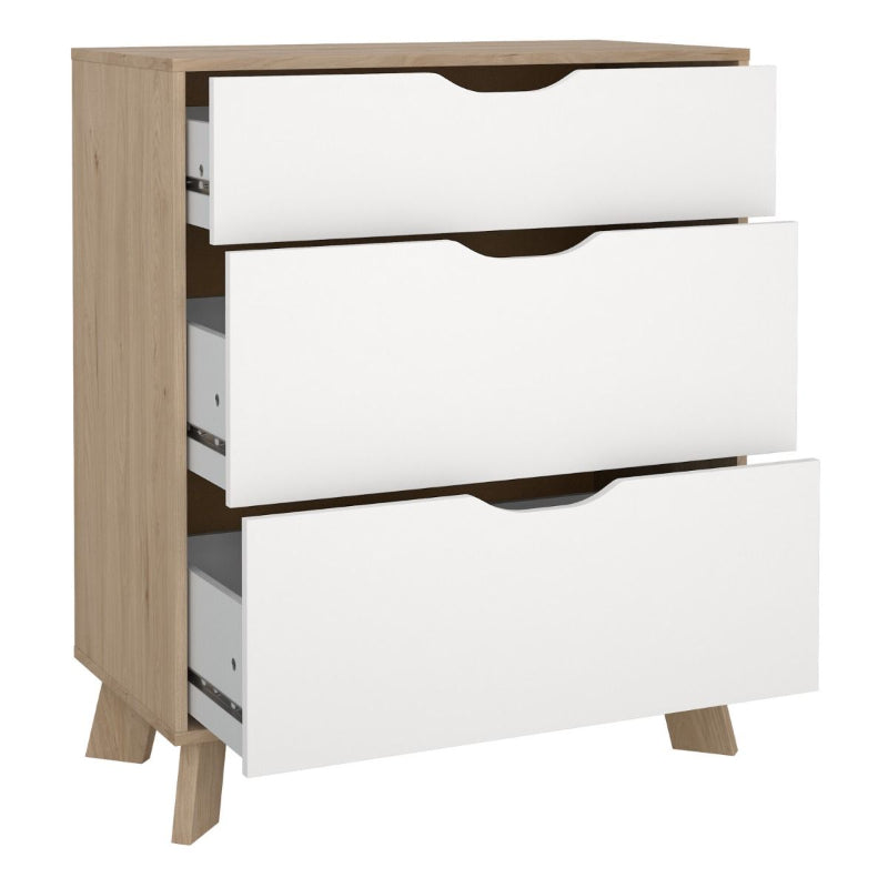 Ikast Chest 3 Drawers in Jackson Hickory & White - White Tree Furniture