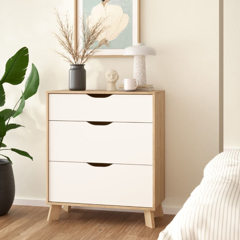 Ikast Chest 3 Drawers in Jackson Hickory & White - White Tree Furniture