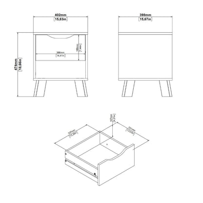 Ikast BedsideTable w/ 1 Drawer in Jackson Hickory & White - White Tree Furniture