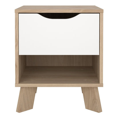 Ikast BedsideTable w/ 1 Drawer in Jackson Hickory & White - White Tree Furniture