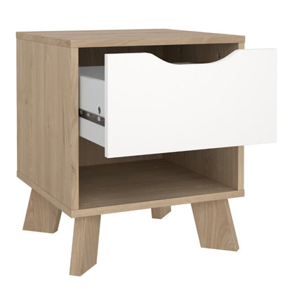 Ikast BedsideTable w/ 1 Drawer in Jackson Hickory & White - White Tree Furniture