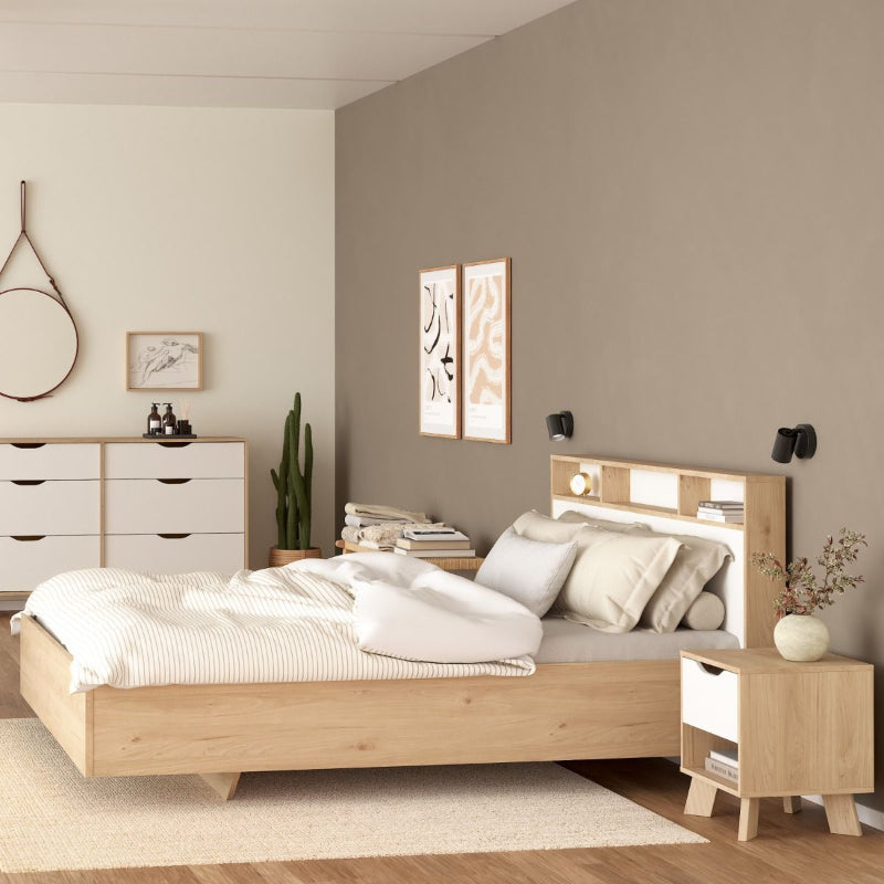 Ikast BedsideTable w/ 1 Drawer in Jackson Hickory & White - White Tree Furniture