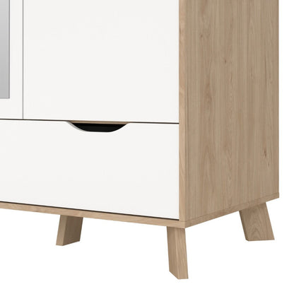 Ikast Wardrobe w/ 3 Doors & 2 Drawers & Mirror - White Tree Furniture