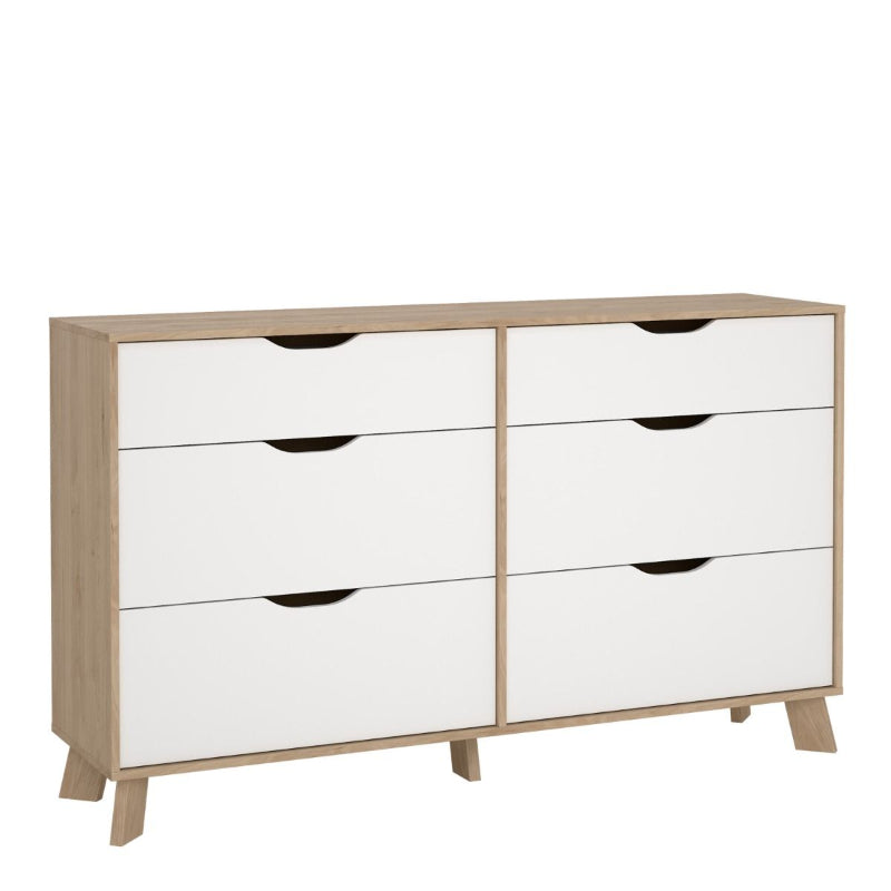 Ikast 6 Drawers Double Dresser in Jackson Hickory & White - White Tree Furniture