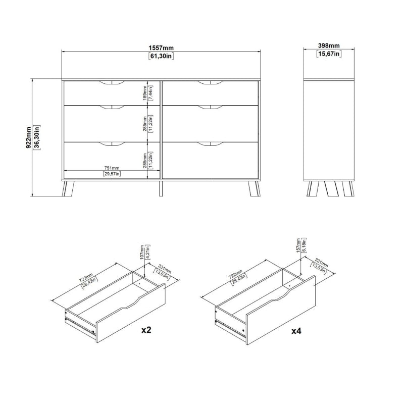 Ikast 6 Drawers Double Dresser in Jackson Hickory & White - White Tree Furniture