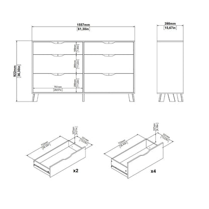 Ikast 6 Drawers Double Dresser in Jackson Hickory & White - White Tree Furniture