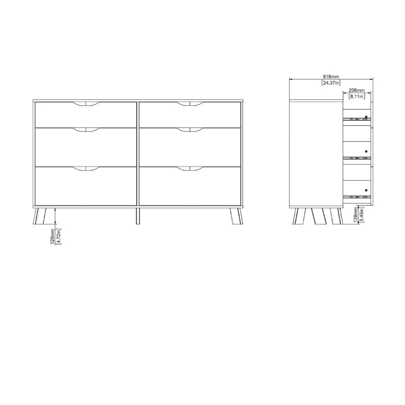 Ikast 6 Drawers Double Dresser in Jackson Hickory & White - White Tree Furniture