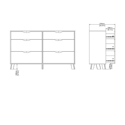 Ikast 6 Drawers Double Dresser in Jackson Hickory & White - White Tree Furniture