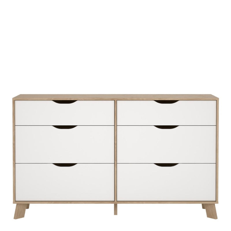 Ikast 6 Drawers Double Dresser in Jackson Hickory & White - White Tree Furniture