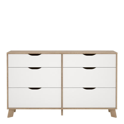 Ikast 6 Drawers Double Dresser in Jackson Hickory & White - White Tree Furniture