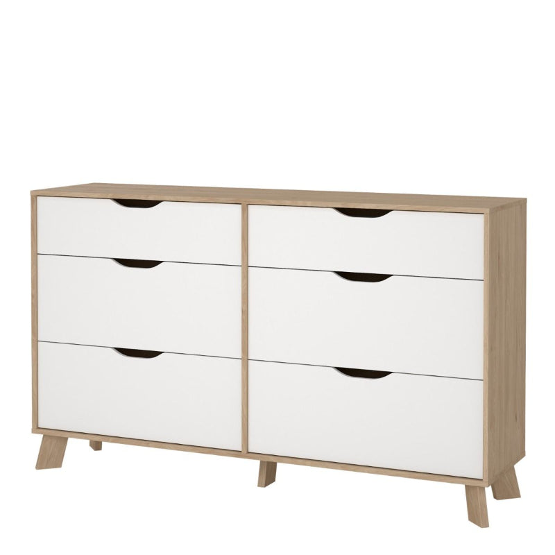 Ikast 6 Drawers Double Dresser in Jackson Hickory & White - White Tree Furniture