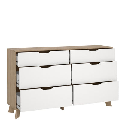 Ikast 6 Drawers Double Dresser in Jackson Hickory & White - White Tree Furniture