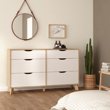 Ikast 6 Drawers Double Dresser in Jackson Hickory & White - White Tree Furniture