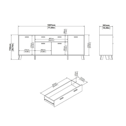 Ikast Sideboard w/ 4 Doors in Jackson Hickory & White - White Tree Furniture