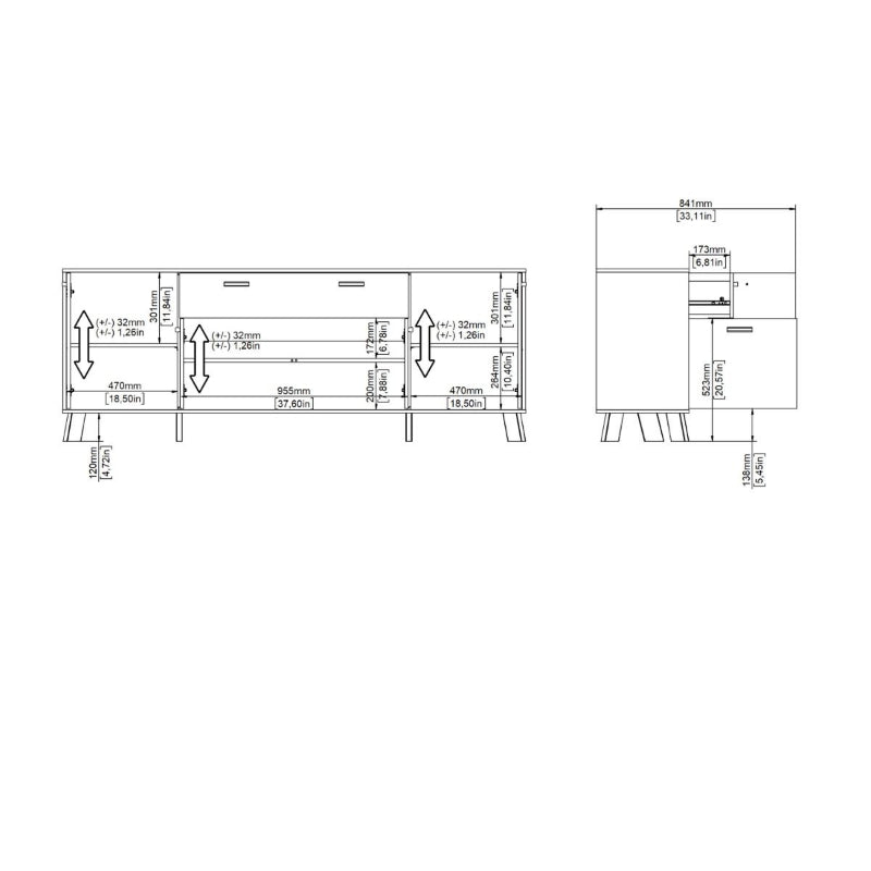 Ikast Sideboard w/ 4 Doors in Jackson Hickory & White - White Tree Furniture