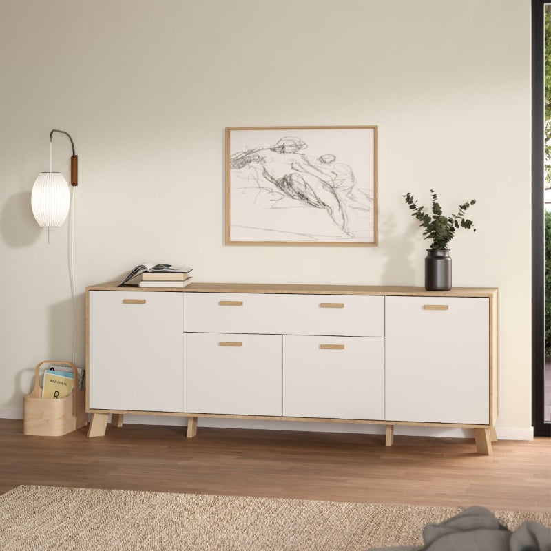 Ikast Sideboard w/ 4 Doors in Jackson Hickory & White - White Tree Furniture