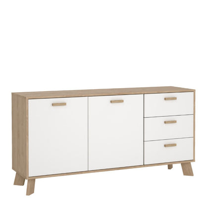 Ikast Sideboard w/ 3 Drawers in Jackson Hickory & White - White Tree Furniture