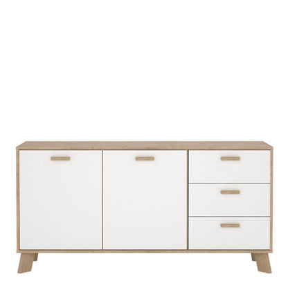 Ikast Sideboard w/ 3 Drawers in Jackson Hickory & White - White Tree Furniture