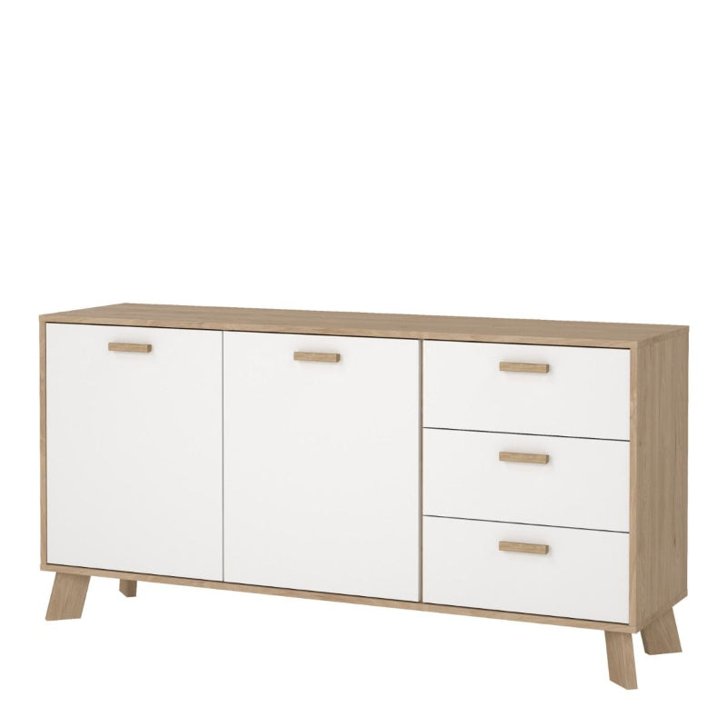 Ikast Sideboard w/ 3 Drawers in Jackson Hickory & White - White Tree Furniture