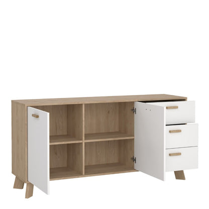 Ikast Sideboard w/ 3 Drawers in Jackson Hickory & White - White Tree Furniture