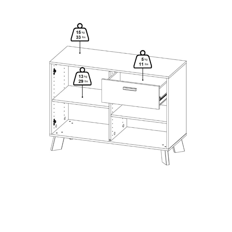 Ikast Sideboard w/ 1 Drawer in Jackson Hickory & White - White Tree Furniture