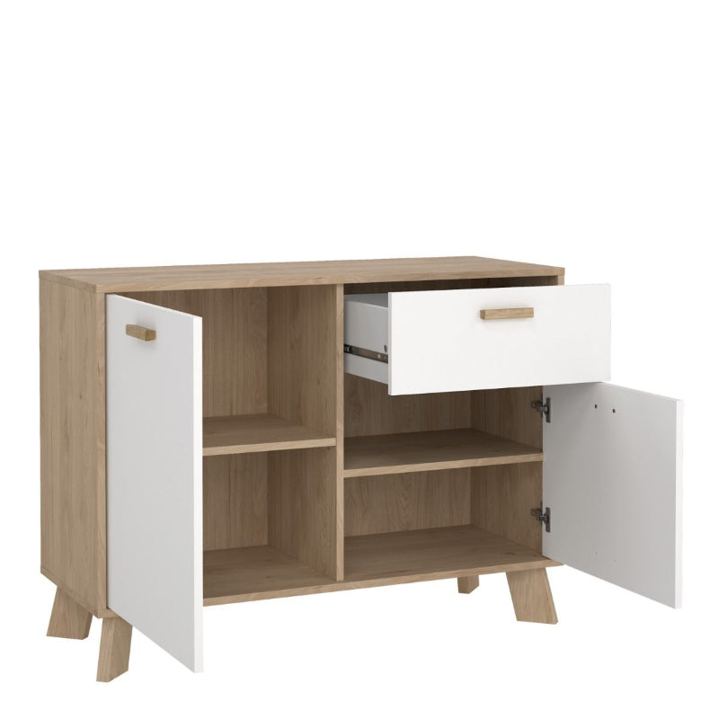 Ikast Sideboard w/ 1 Drawer in Jackson Hickory & White - White Tree Furniture