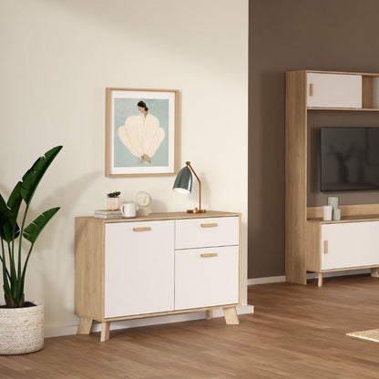 Ikast Sideboard w/ 1 Drawer in Jackson Hickory & White - White Tree Furniture