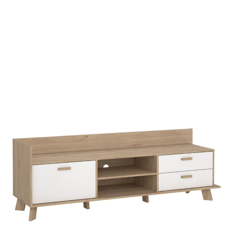 Ikast TV Unit w/ 2 Drawers in Jackson Hickory & White - White Tree Furniture