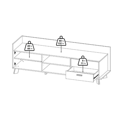 Ikast TV Unit w/ 2 Drawers in Jackson Hickory & White - White Tree Furniture