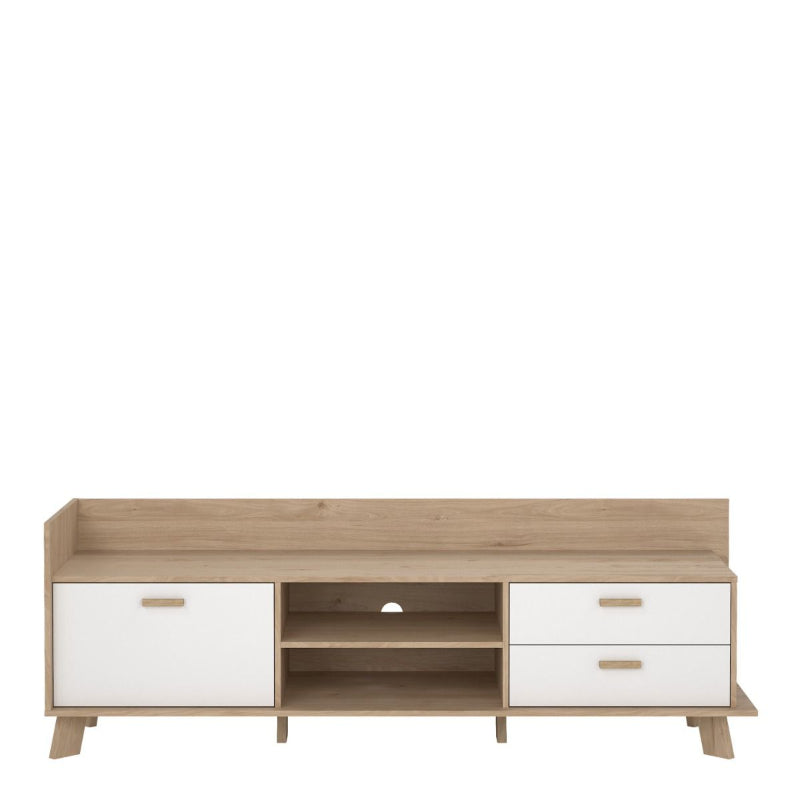 Ikast TV Unit w/ 2 Drawers in Jackson Hickory & White - White Tree Furniture