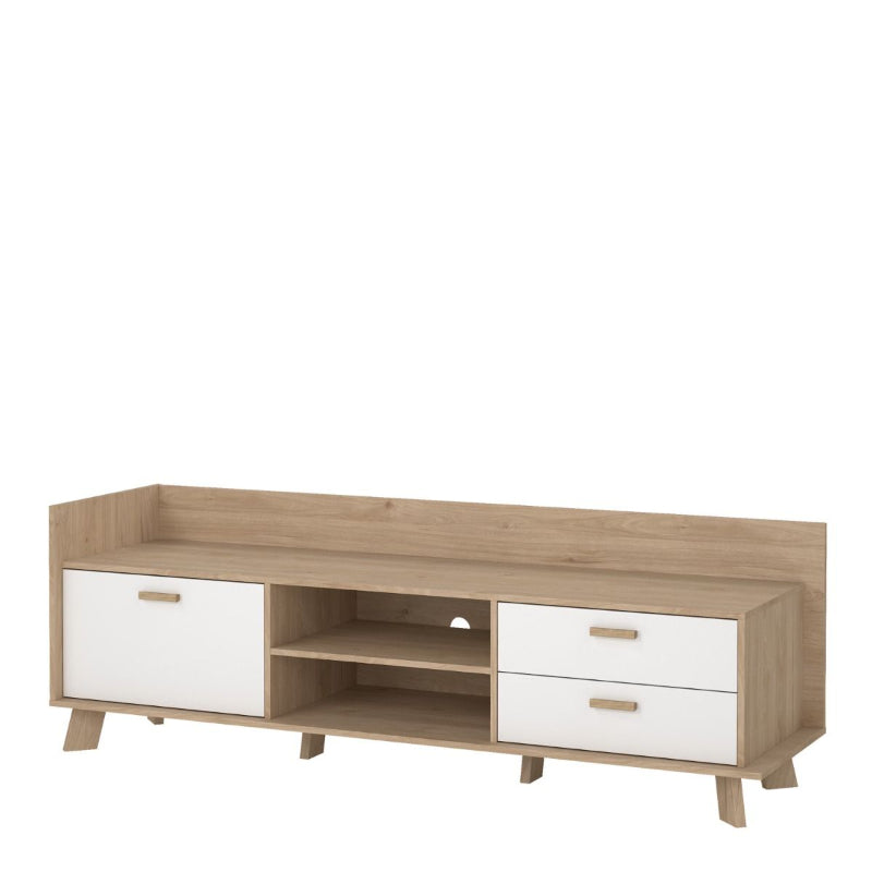 Ikast TV Unit w/ 2 Drawers in Jackson Hickory & White - White Tree Furniture