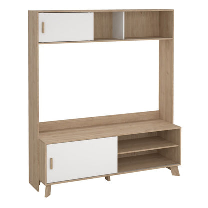 Ikast Wall TV Unit w/ 2 Sliding Doors- White Tree Furniture