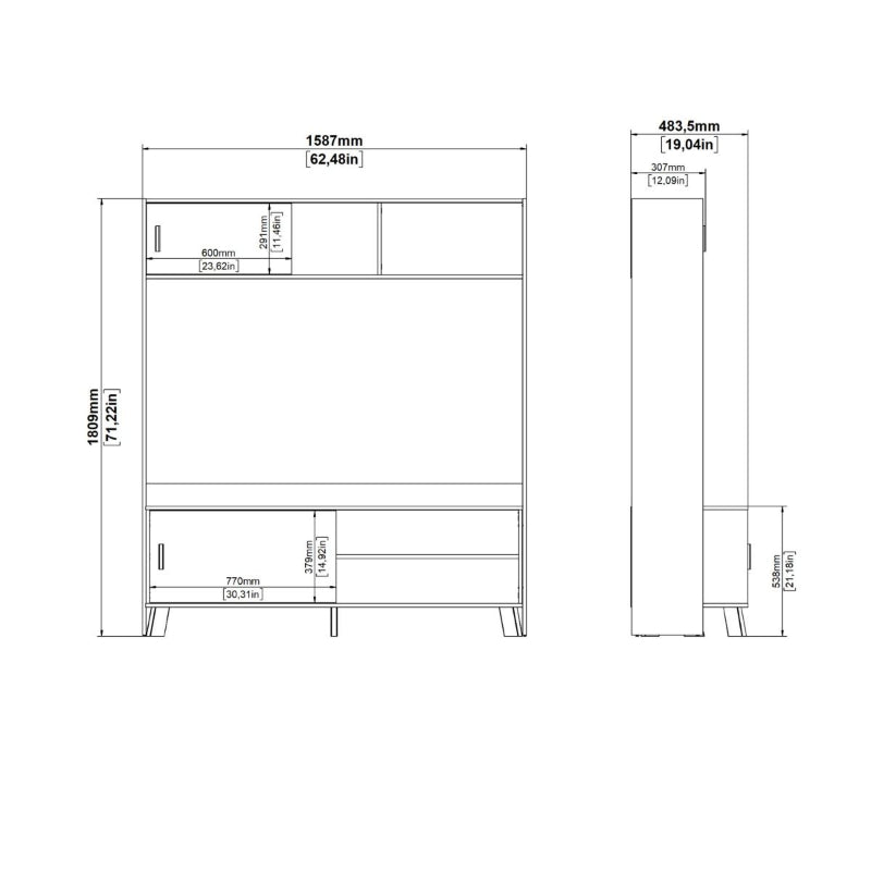 Ikast Wall TV Unit w/ 2 Sliding Doors- White Tree Furniture