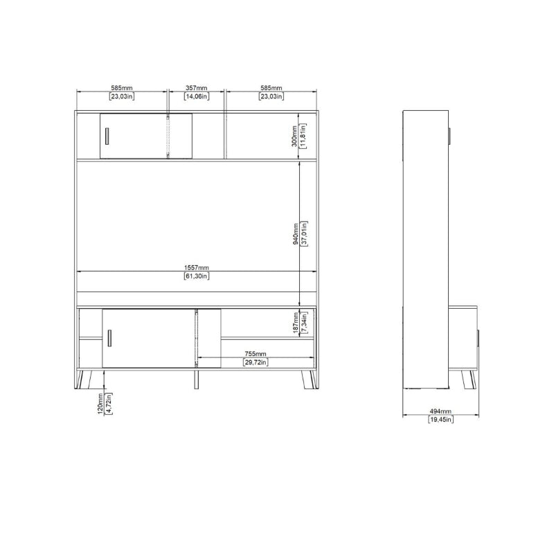 Ikast Wall TV Unit w/ 2 Sliding Doors- White Tree Furniture