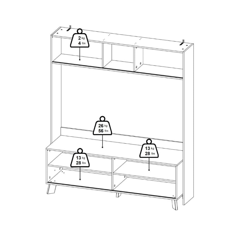 Ikast Wall TV Unit w/ 2 Sliding Doors- White Tree Furniture