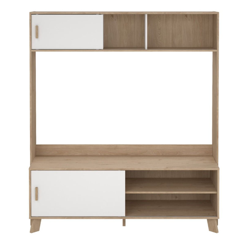 Ikast Wall TV Unit w/ 2 Sliding Doors- White Tree Furniture