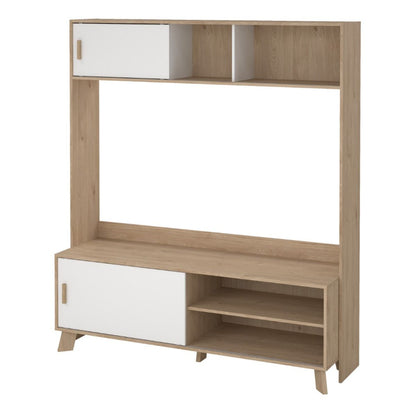 Ikast Wall TV Unit w/ 2 Sliding Doors- White Tree Furniture