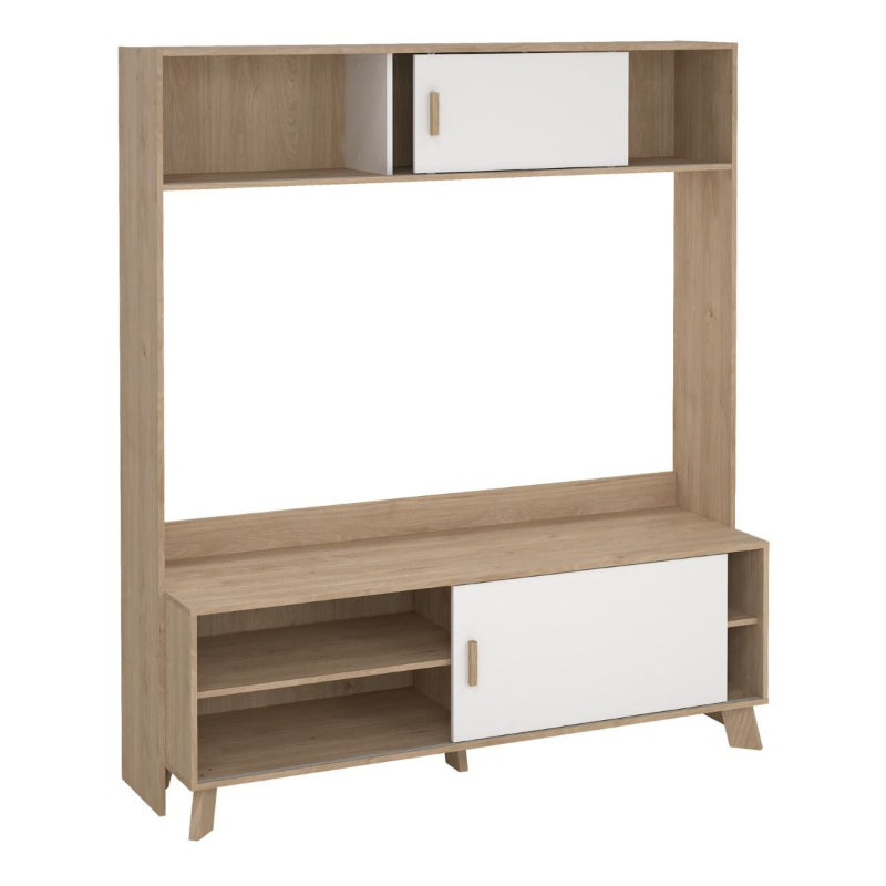 Ikast Wall TV Unit w/ 2 Sliding Doors- White Tree Furniture