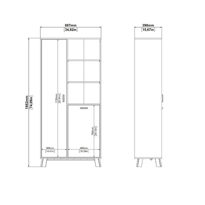 Ikast China Cabinet w/ 2 Doors in Jackson Hickory & White - White Tree Furniture