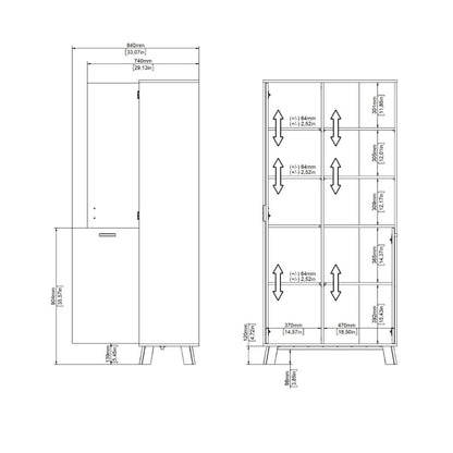 Ikast China Cabinet w/ 2 Doors in Jackson Hickory & White - White Tree Furniture